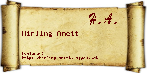 Hirling Anett névjegykártya